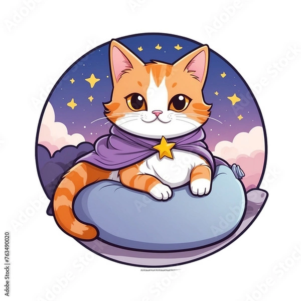 Fototapeta Adorable Cat Sticker Collection with Playful Poses and Expressions, Perfect for Cat Lovers, Generative AI