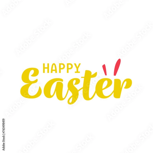 Fototapeta Easter design lettering with bunny ears without background PNG