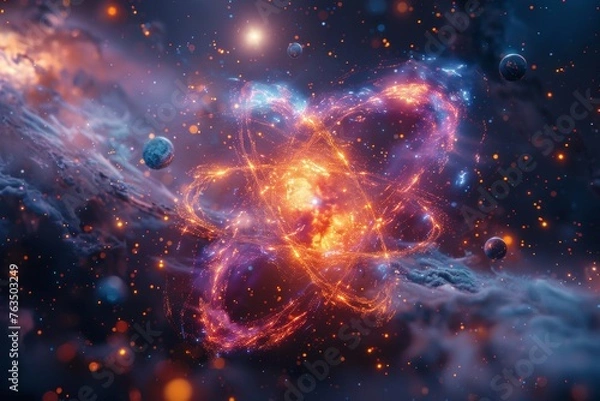 Fototapeta Atom molecule as concept for science
