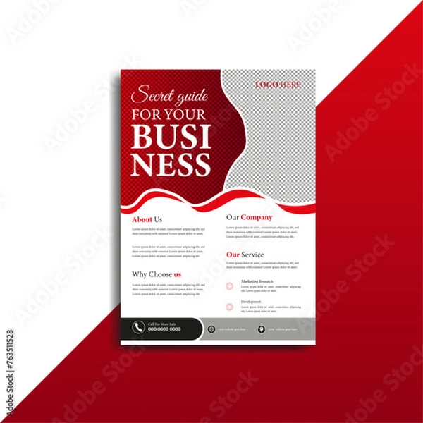 Obraz Business Flyer template layout design. Corporate creative colorful business flyer poster flyer pamphlet brochure 
cover design layout space for photo background, vector template design A4 size