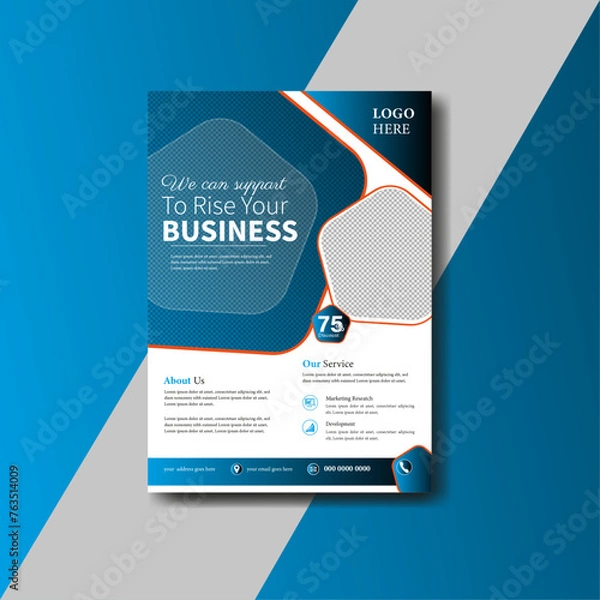 Obraz Business Flyer template layout design. Corporate creative colorful business flyer poster flyer pamphlet brochure 
cover design layout space for photo background, vector template design A4 size