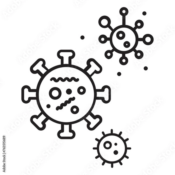 Obraz Set of Simple Bacteria Related Vector Line Icons. Contains Icons like Virus, Bacterial Colony, Petri Dish and more.