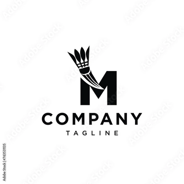 Fototapeta Letter M Shuttlecock Badminton Logo icon vector template.eps