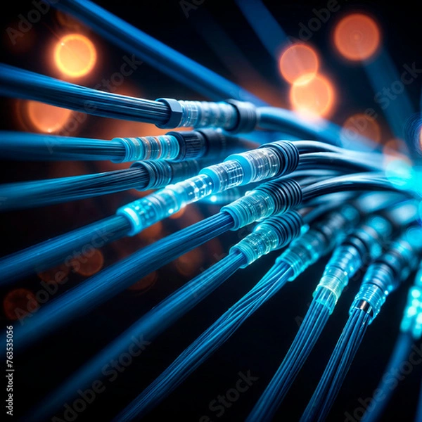 Fototapeta Internet optical fiber cables, technology, future