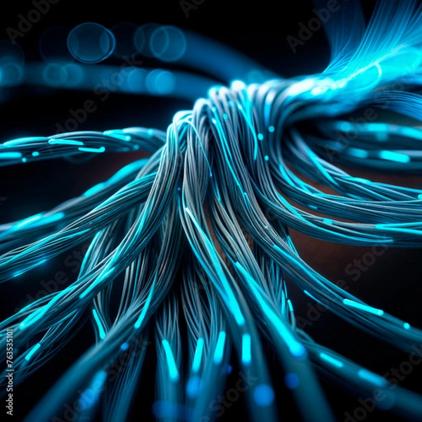 Fototapeta Internet optical fiber cables, technology, future