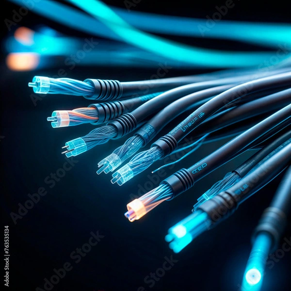 Fototapeta Internet optical fiber cables, technology, future