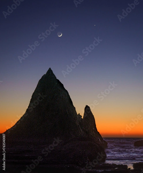 Obraz Martins Beach Crescent Moon night