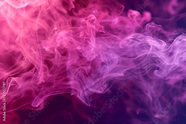 Fototapeta Luminous viva magenta smoke artfully flowing with light and splashes, creating a captivating abstract background with an ink-in-water effect
