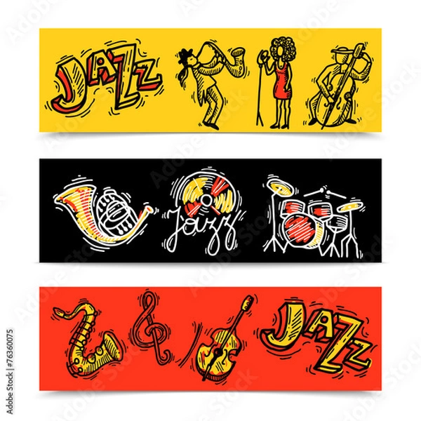 Fototapeta Jazz Banners Set