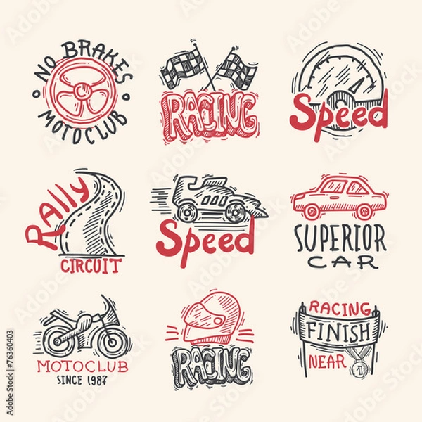 Fototapeta Racing Emblems Set