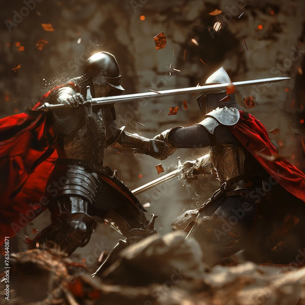 Obraz medieval knights deulling fight