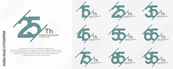Fototapeta anniversary vector set with blue color and slash for celebration purpose