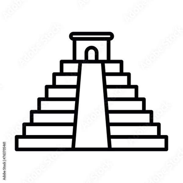Obraz black vector aztec temple icon on white background