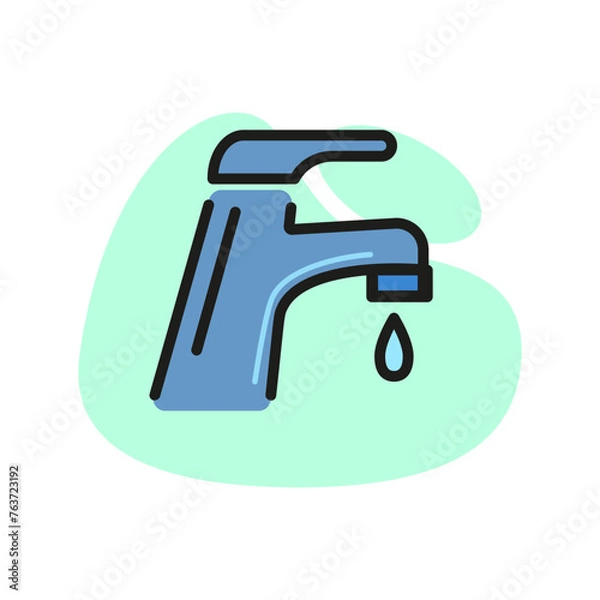Fototapeta Line icon of dripping faucet. Water savings, water pipe, tap. Water concept. Can be used for topics like plumbing, environment, sanitary ware