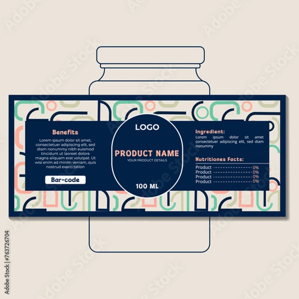 Obraz Vector cosmetics bottle label template design.