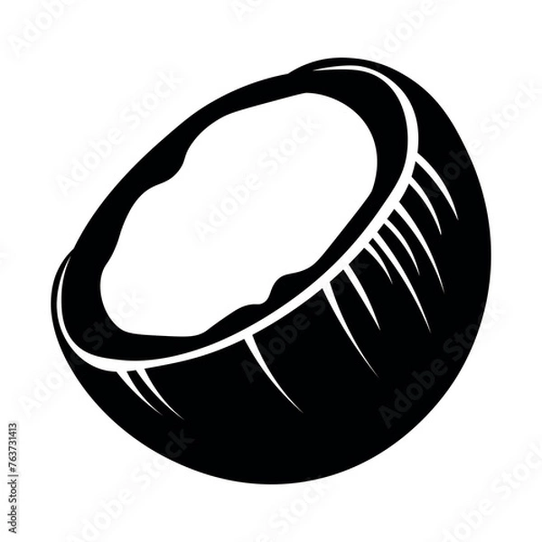Obraz black vector coconut icon on white background