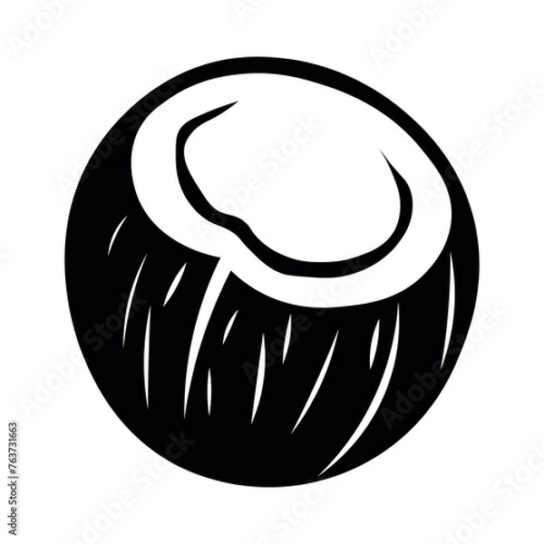 Obraz black vector coconut icon on white background