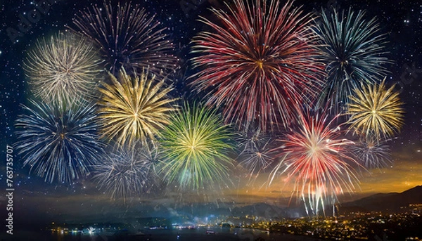 Obraz 밤하늘 불꽃 축제