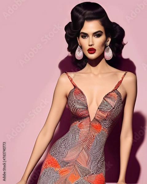 Fototapeta model posing in studio. generative ai