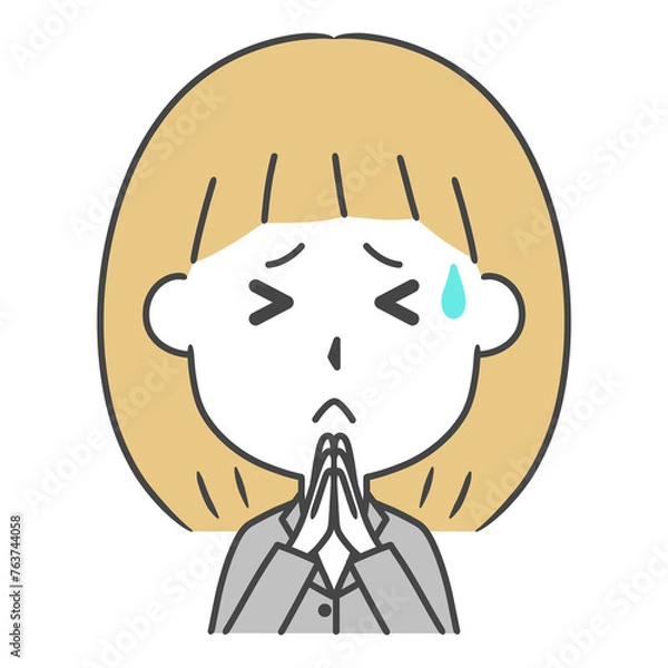 Obraz 謝罪するスーツ姿の女性　上半身　イラスト