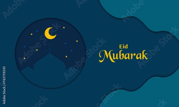 Obraz Eid Mubarak Greeting Banner In Dark