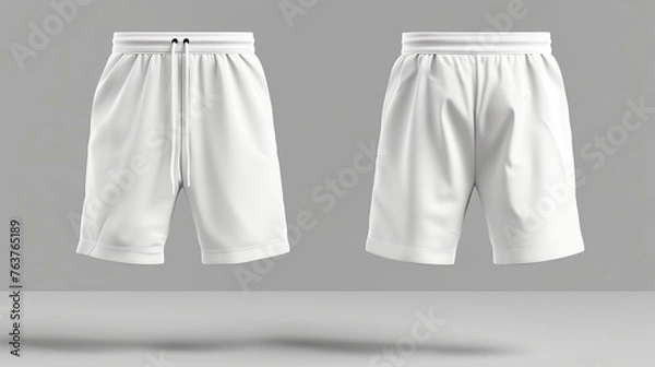 Fototapeta Plain White shorts front and back view for mockup