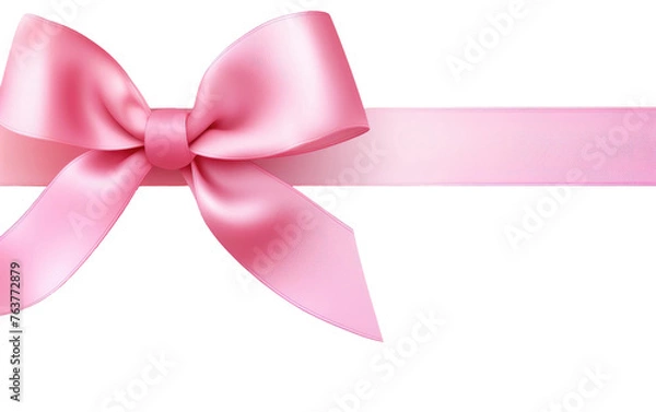 Fototapeta Pink Ribbon With Bow. On a White or Clear Surface PNG Transparent Background.