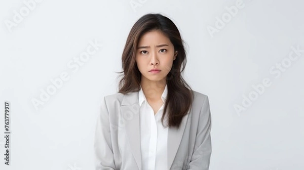 Obraz A woman in a business suit is looking down and it is upset