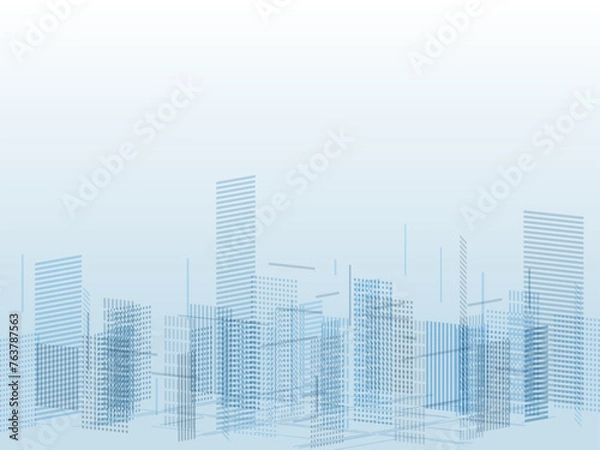 Obraz 青いIT都市のイメージ　ベクターイラストレーション