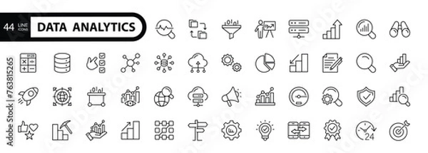 Fototapeta Data Analytics thin line icon set. Data Analysis editable stroke icons. 