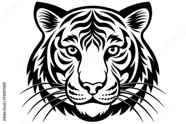 Obraz tiger head  silhouette  vector and illustration