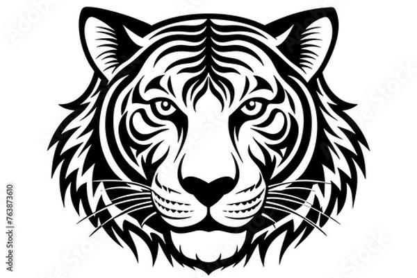 Obraz tiger head  silhouette  vector and illustration