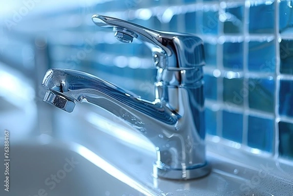 Obraz faucet in modern kitchen sink professional advertising photography