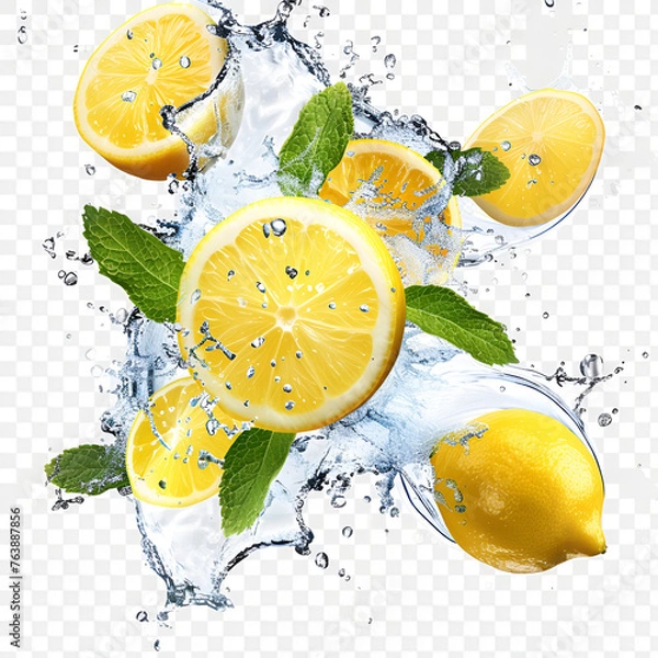 Fototapeta lemon and water