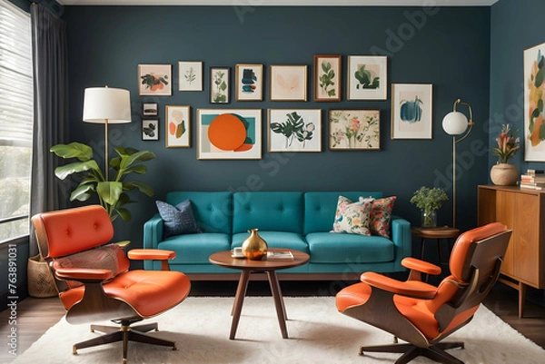 Fototapeta Interior Design Vintage Charm And Timeless Design Appeal, With Retro Style Decoration Elements
