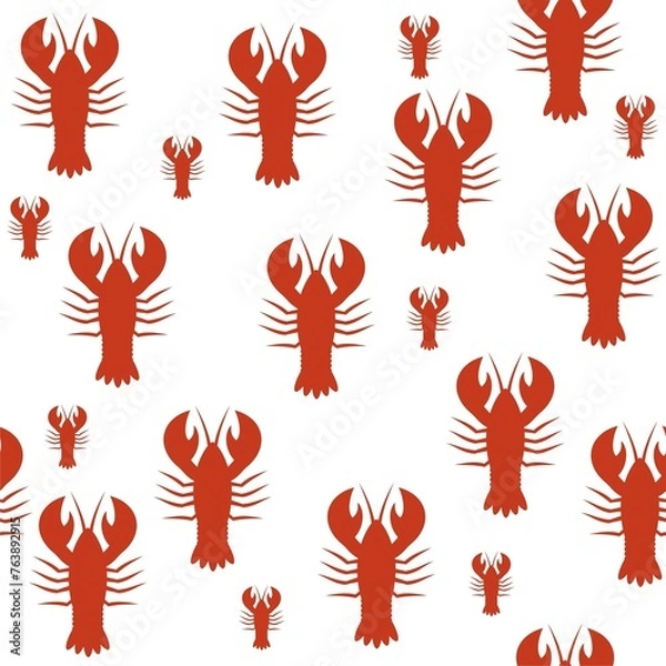 Fototapeta Seamless pattern with crayfishes or lobsters isolated on white background
