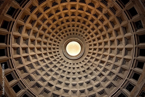 Obraz The intricate patterns on the ceiling of the Pantheon in Rome, Italy.