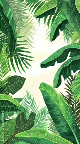 Fototapeta palm green border background