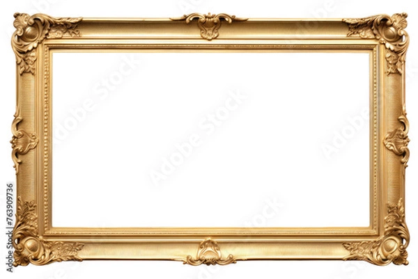 Fototapeta antique gold picture frame isolated on a transparent background 