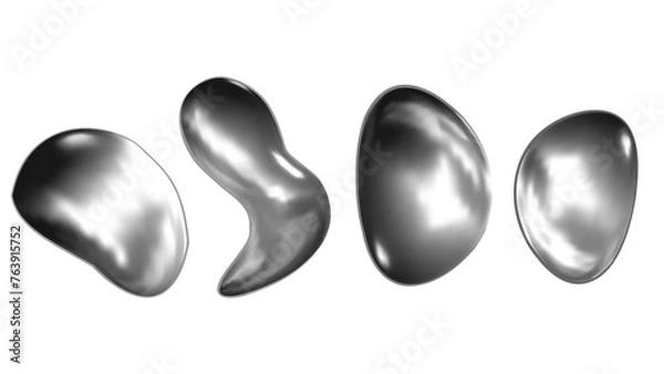 Fototapeta 3d fluid metallic forms. Vector glossy elements