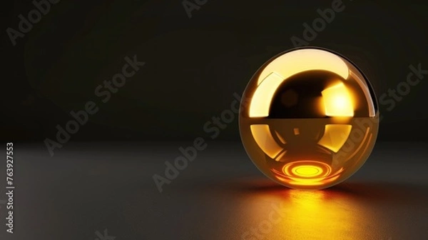 Fototapeta Shining orb, on isolated black background Generative AI