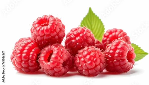 Fototapeta ripe raspberry isolated on white background