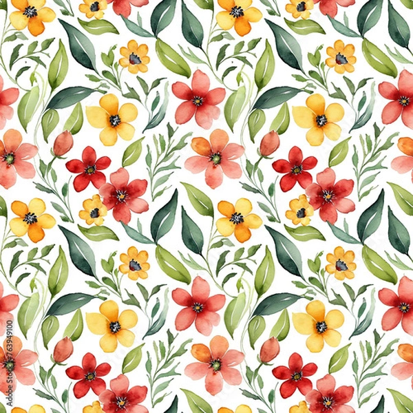 Obraz Seamless abstract watercolor natural floral pattern
