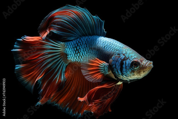 Fototapeta Vivacious, portrait, Betta Fish сreated with Generative Ai
