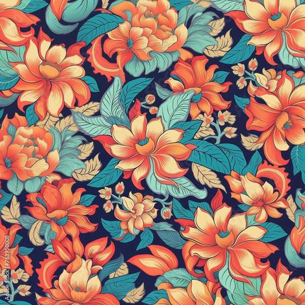 Obraz an oriental flower pattern