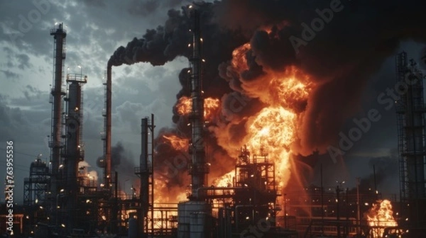 Obraz Fire at the oil refinery