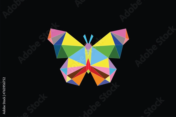 Fototapeta Colorful butterfly graphic on a black background