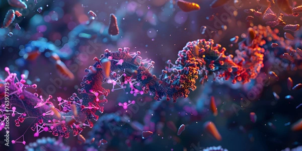 Fototapeta Antibodies binding to viruses. : "Unraveling the Mechanisms of Antibodies Binding to Viruses: Insights and Implications"