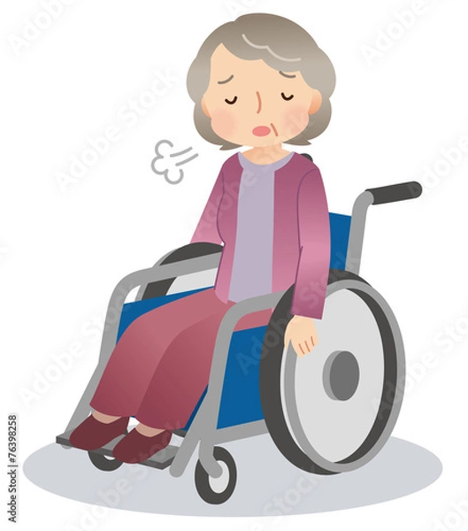 Fototapeta 車椅子に乗る高齢者　困りごと