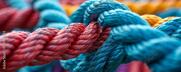 Fototapeta A strong diverse network rope team 